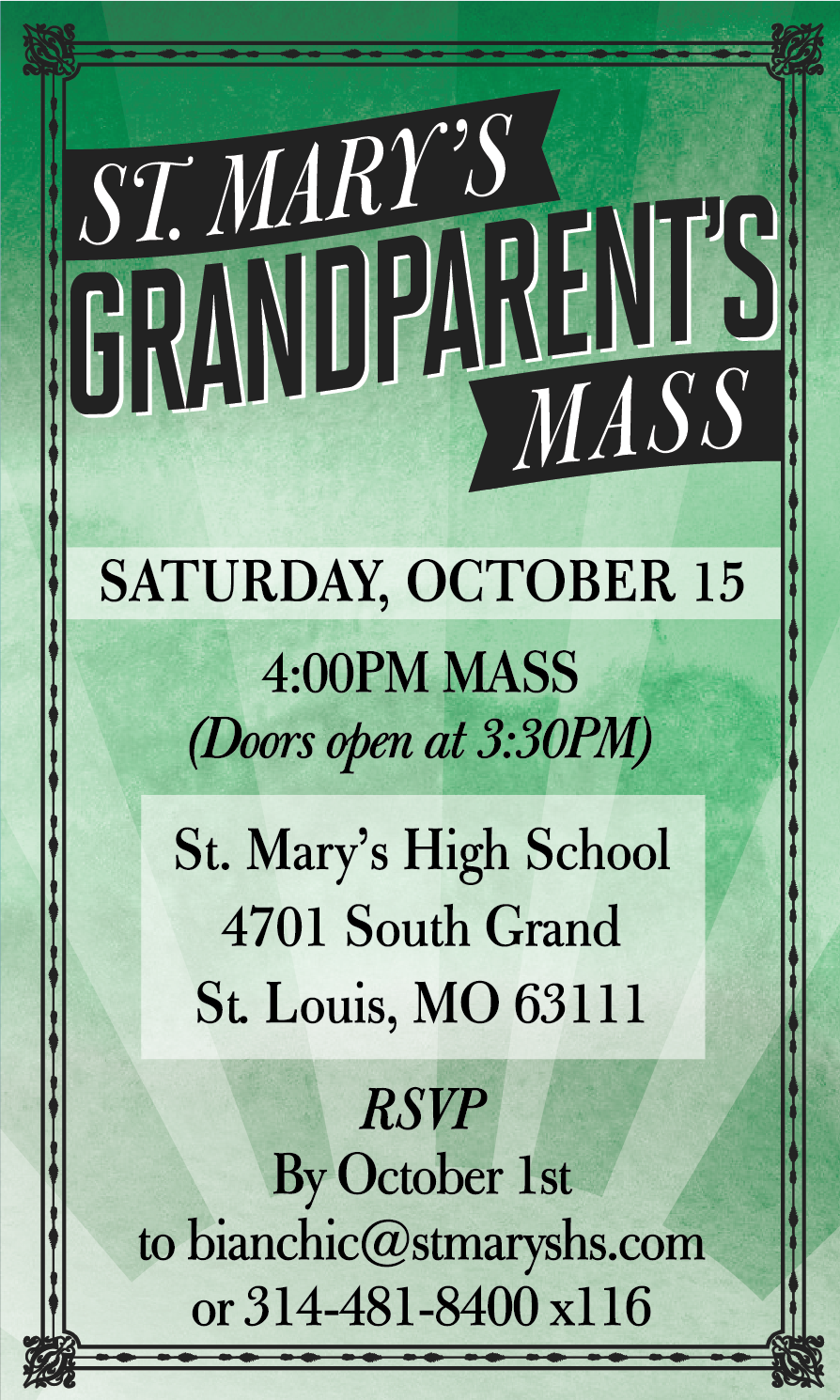 Grandparents Mass: October 15 at 4PM