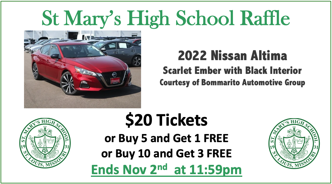 St. Mary's High School Car Raffle is now underway!
